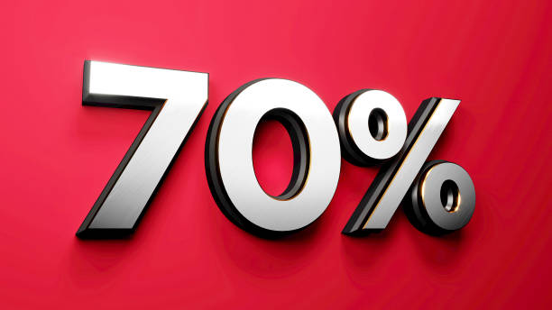 istock Silver Gold 70 Percent off Sign on Red Background 1465808855