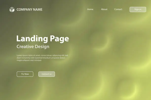 Vector illustration of Landing page Template - Abstract background with circles and Brown gradient