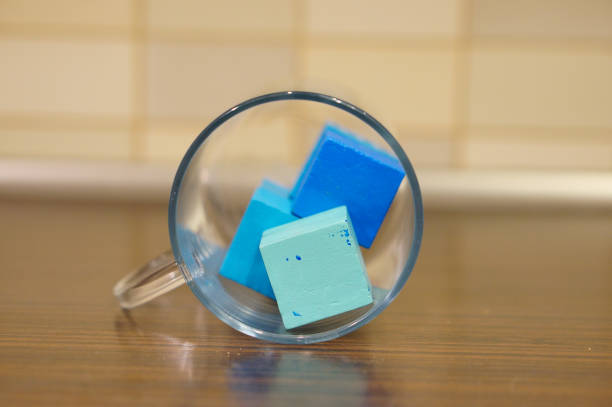 A closeup shot of blue souffle on a cup