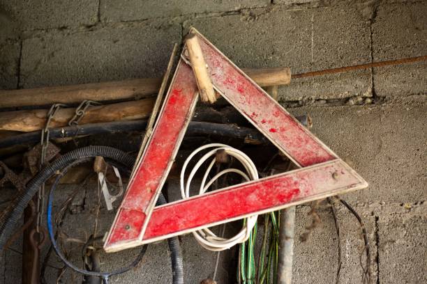 istock Closeup shot of a red triangle in the tools. 1465815454