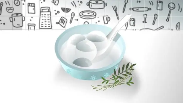 Vector illustration of A bowl of sweet dumplings