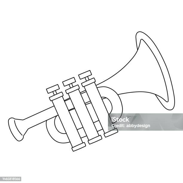 Mardi Gras Trumpet Halaman Mewarnai Terisolasi Untuk Anakanak Ilustrasi