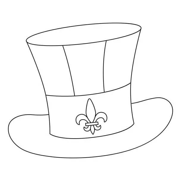 Vector illustration of Mardi Gras Hat with fleur-de-lis symbol Isolated