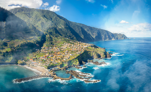 Paisaje con el pueblo de Seixal de la costa norte, Madeira photo