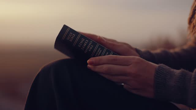 Young Christian woman girl reading the Bible