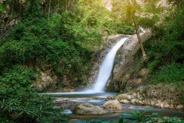 istock Beautiful waterfall in tropical forest in Chae Son National Park 1465822645