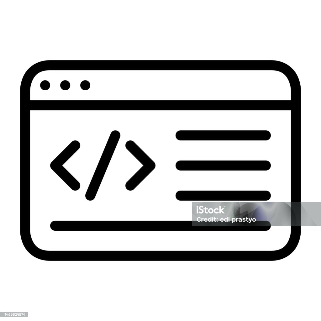 Writing Syntax Code With Window Of A Software In Outline Icon Coding ...