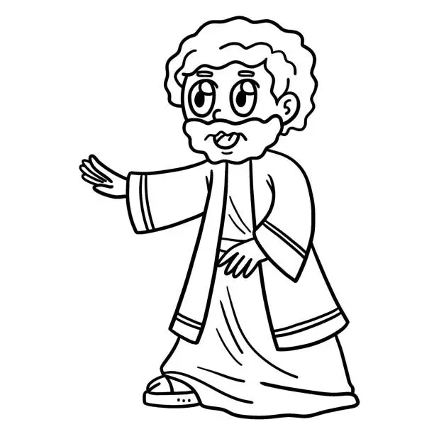 Vector illustration of Christian Moses Isolated Coloring Page for Kids