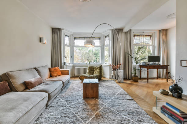 istock Beautiful living room with a modern interior 1465830494