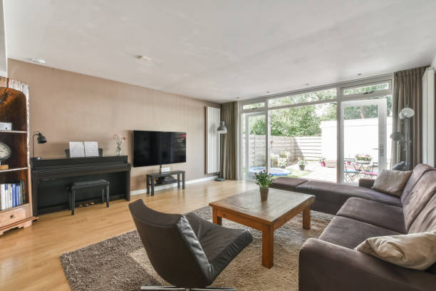 istock Beautiful living room with a modern interior 1465831083