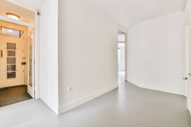 istock Beautiful renovated empty hallway interior design 1465831585