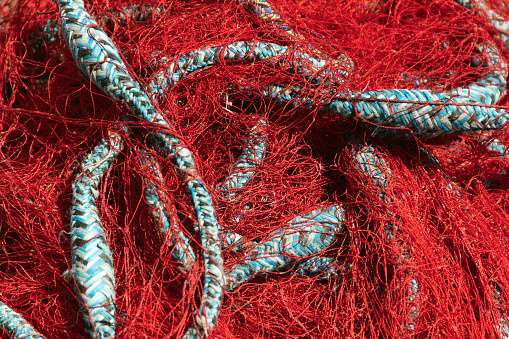 Full frame red fishing rope background