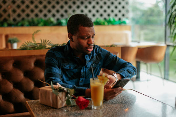 istock Man waiting for date in restaurant. 1465838393