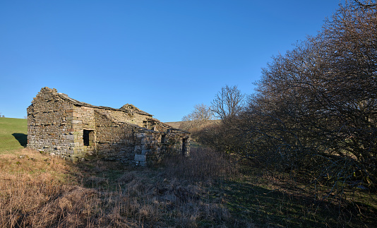 Disused traditional farm barn by Semerwater. Hawes, North Yorkshire