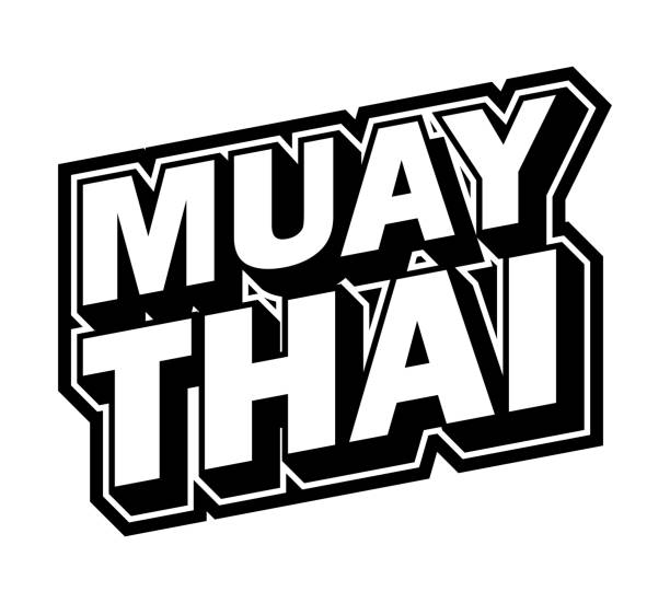 муай тай, поп-арт речевой текстовый дизайн на белом фоне. векторная иллюстрация - muay thai stock illustrations