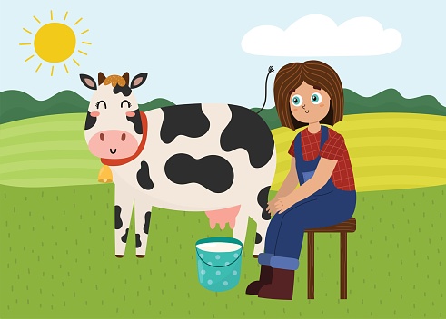 Milking Cow vector gratis en AI, SVG, EPS o PSD Milking Cow vector gratis en AI, SVG, EPS o PSD