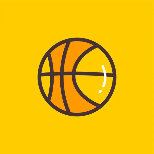 Vector illustration of Basketball Ball Color Flat Line Icon Design with Editable Stroke. Suitable for Web Page, Mobile App, UI, UX and GUI design.