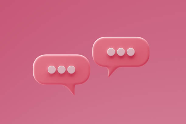 istock Social media notification icons, pink speech bubbles on pink background. 1465848841