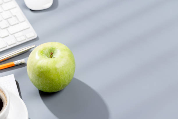 istock Top view business office desk 1465849535