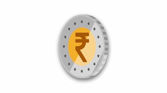 Realistic Rupee icon on white background.