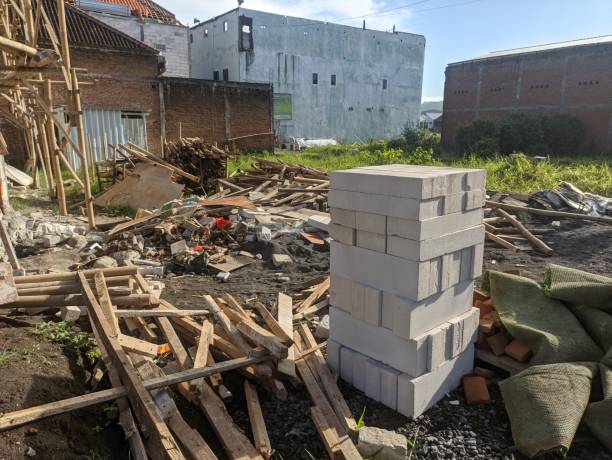 istock pile of light bricks in the yard of a house that is still under construction 1465862286