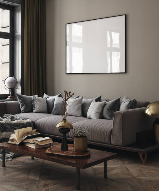 istock Poster frame mockup in modern home interior background 1465863732
