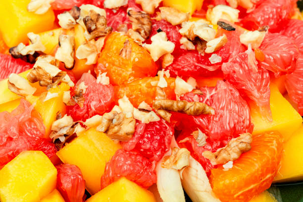 istock Fruit and chicory salad, food background,close up 1465872582