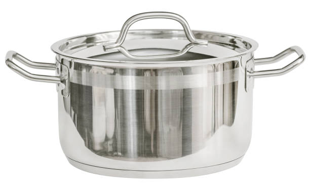 istock Stainless Steel Pot Covered with Lid Isolated on White Background 1465881813