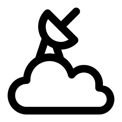 Climatology, Meteorology, Observatory Symbol. Cloud with Satellite Antenna Icon. Weather, Forecast Sign