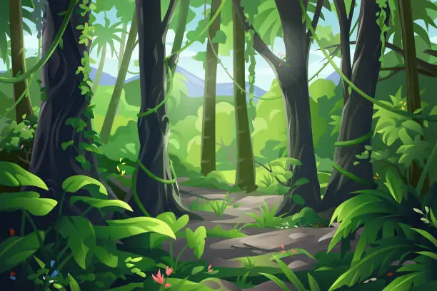 Vector illustration of Beautiful Rainforest