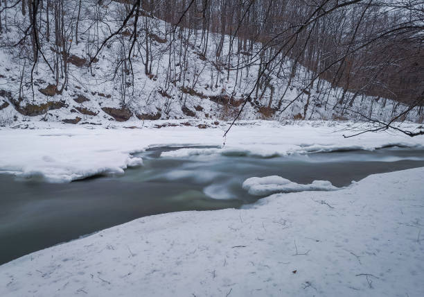 istock Full-flowing winter mountain river in the Carpathian Mountains 1465892965