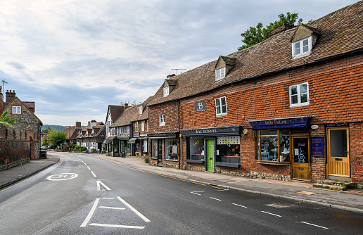 The High Street in Otford, Kent, UK where some of the buildings date back to the 15th century. Otford High Street is a designated conservation area.