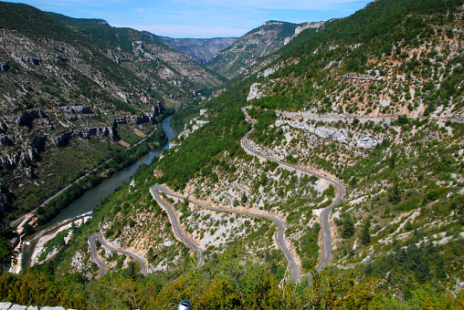 view over the gorge du tarn and winding road