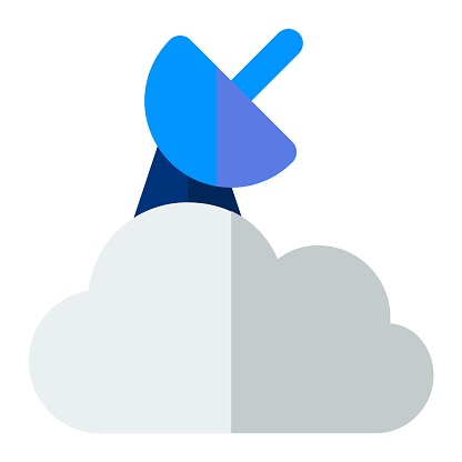 Climatology, Meteorology, Observatory Symbol. Cloud with Satellite Antenna Icon. Weather, Forecast Sign