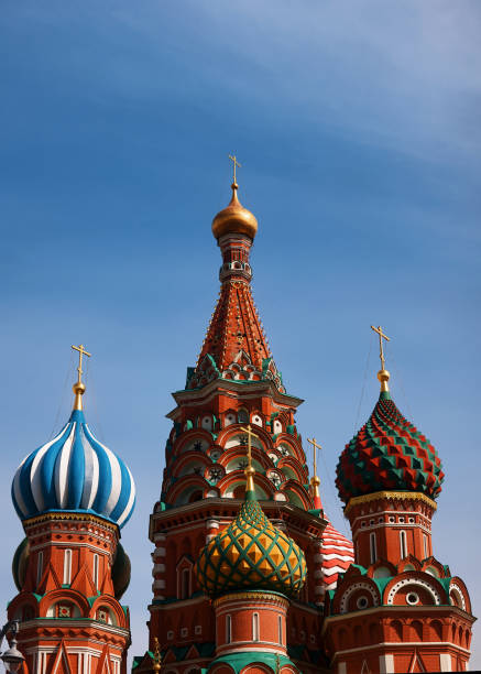 Domes of St. Basils Cathedral on Red Square in Moscow.