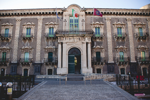 Facade of the former Monastery, now University in Catania, Sicily.