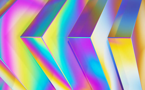 istock Beautiful 3d iridescent holographic shape background, Abstract shiny wallpaper 1465908522