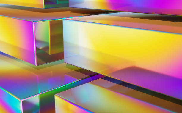 istock Beautiful 3d iridescent holographic shape background, Abstract shiny wallpaper 1465908573