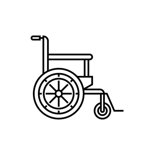 Wheelchair and Healthcare Line Icon Wheelchair and Healthcare Line Icon wheelchair lift stock illustrations