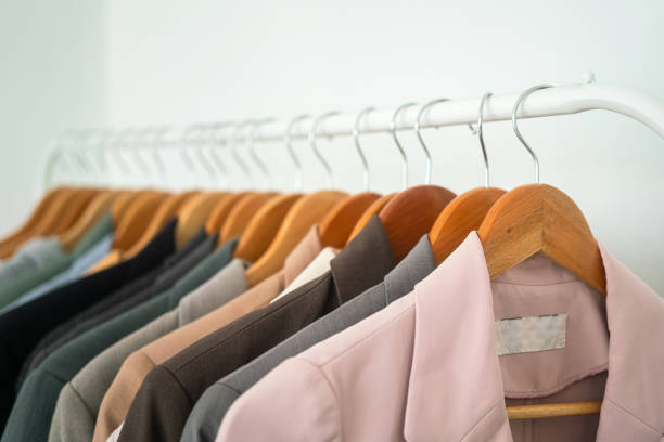 istock Row of apparel coat suits. 1465911537
