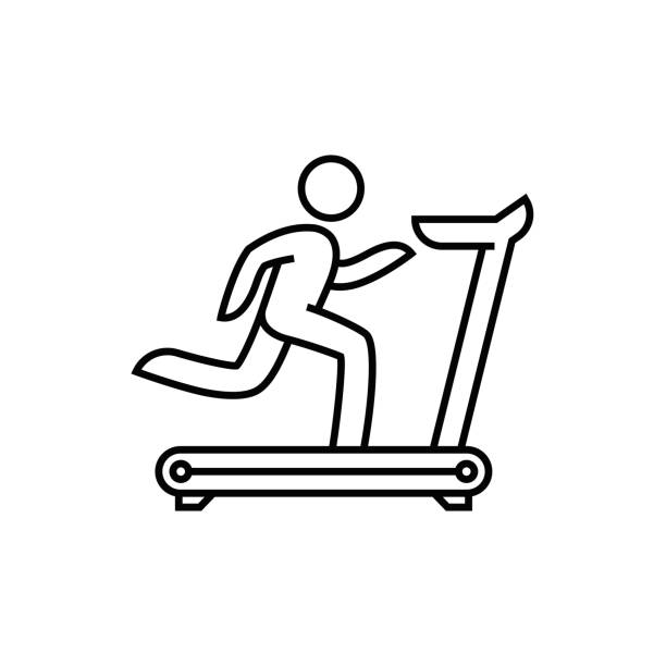 Run On A Treadmill Line Icon Run On A Treadmill Line Icon health club illustrations stock illustrations