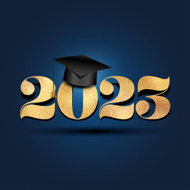 Art & Illustration Class of 2023 Congratulations Graduates - Typography. black text isolated white background. Vector illustration of a graduating class of 2023. graduation gift stock illustrations