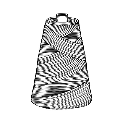 Spool Of Thread Line Art Sewing Threads Tailor Profession Hand Drawn ...