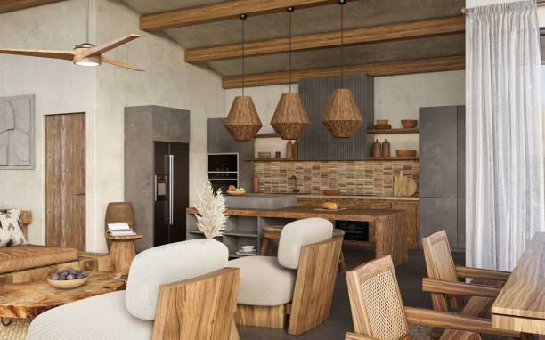 istock Wabi sabi living room interior, 3d render 1465928260