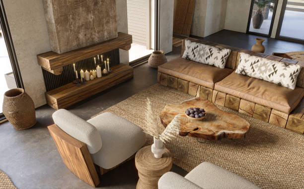 istock Wabi sabi living room interior, 3d render 1465928261