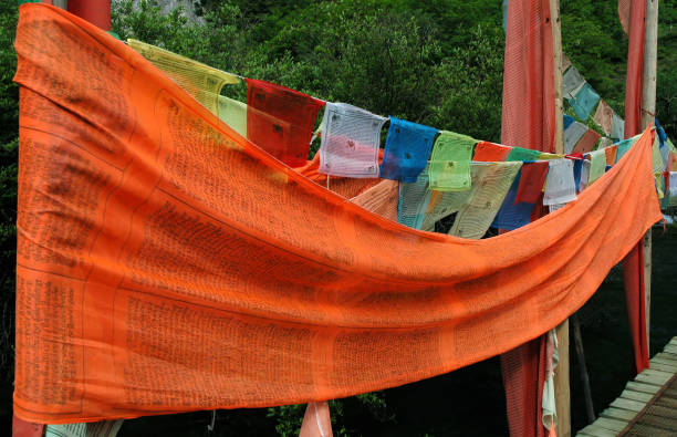 istock Tibetan prayer flags in Juizhaigou, China 1465929422