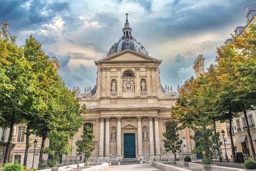 Paris, the Sorbonne university in the Quartier latin, beautiful monument