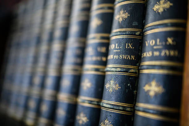 istock Antique 19th century books in bookshelf 1465932940