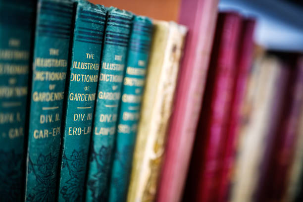 istock Antique 19th century books in bookshelf 1465933112
