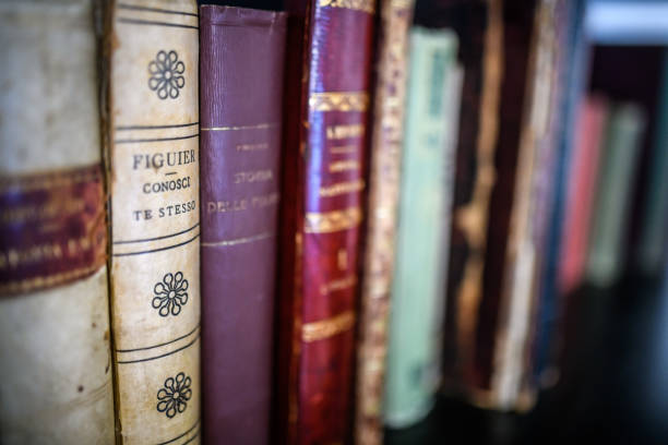 istock Antique 19th century books in bookshelf 1465933402